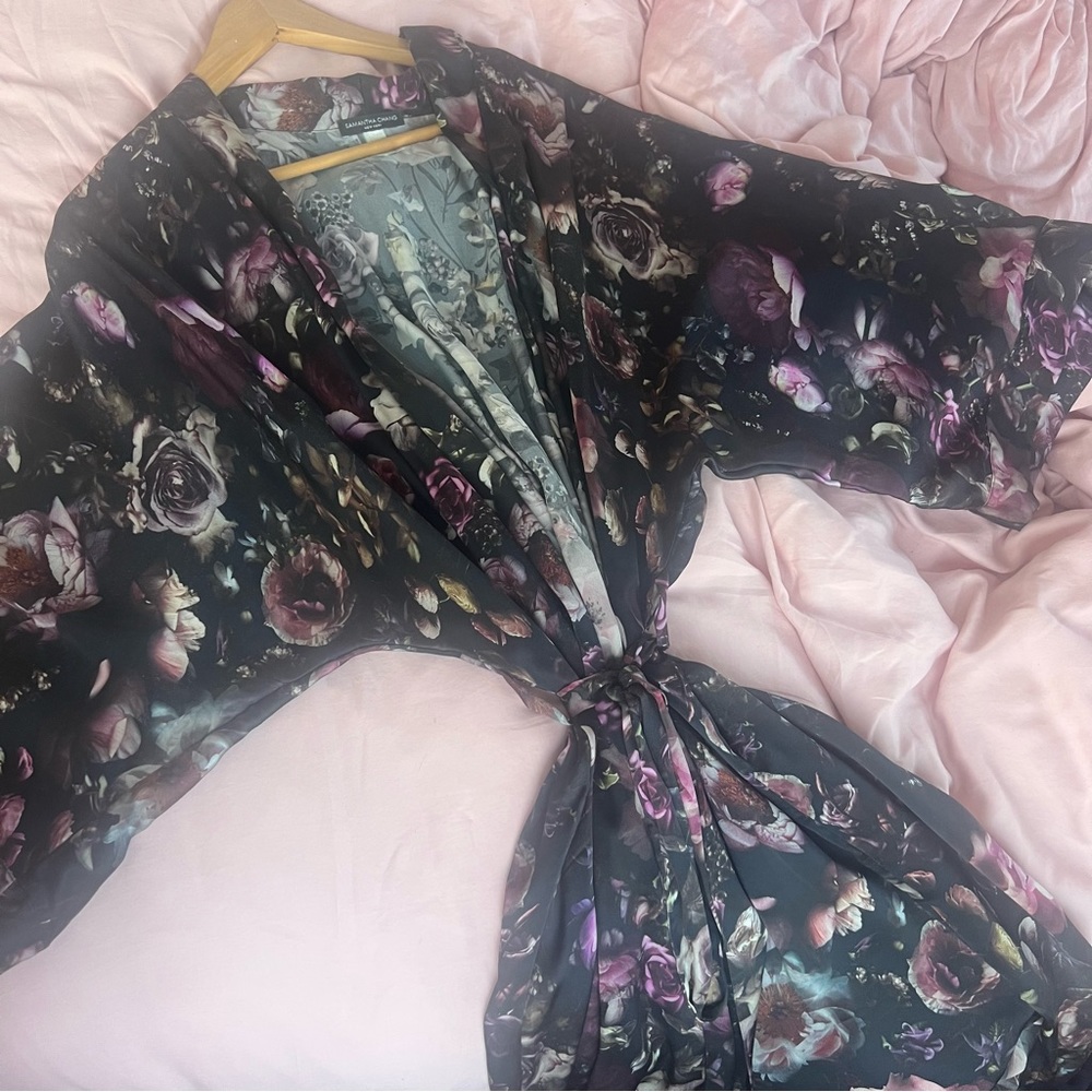 Samantha Chang silk purple rose robe kimono - Picture 5 of 8